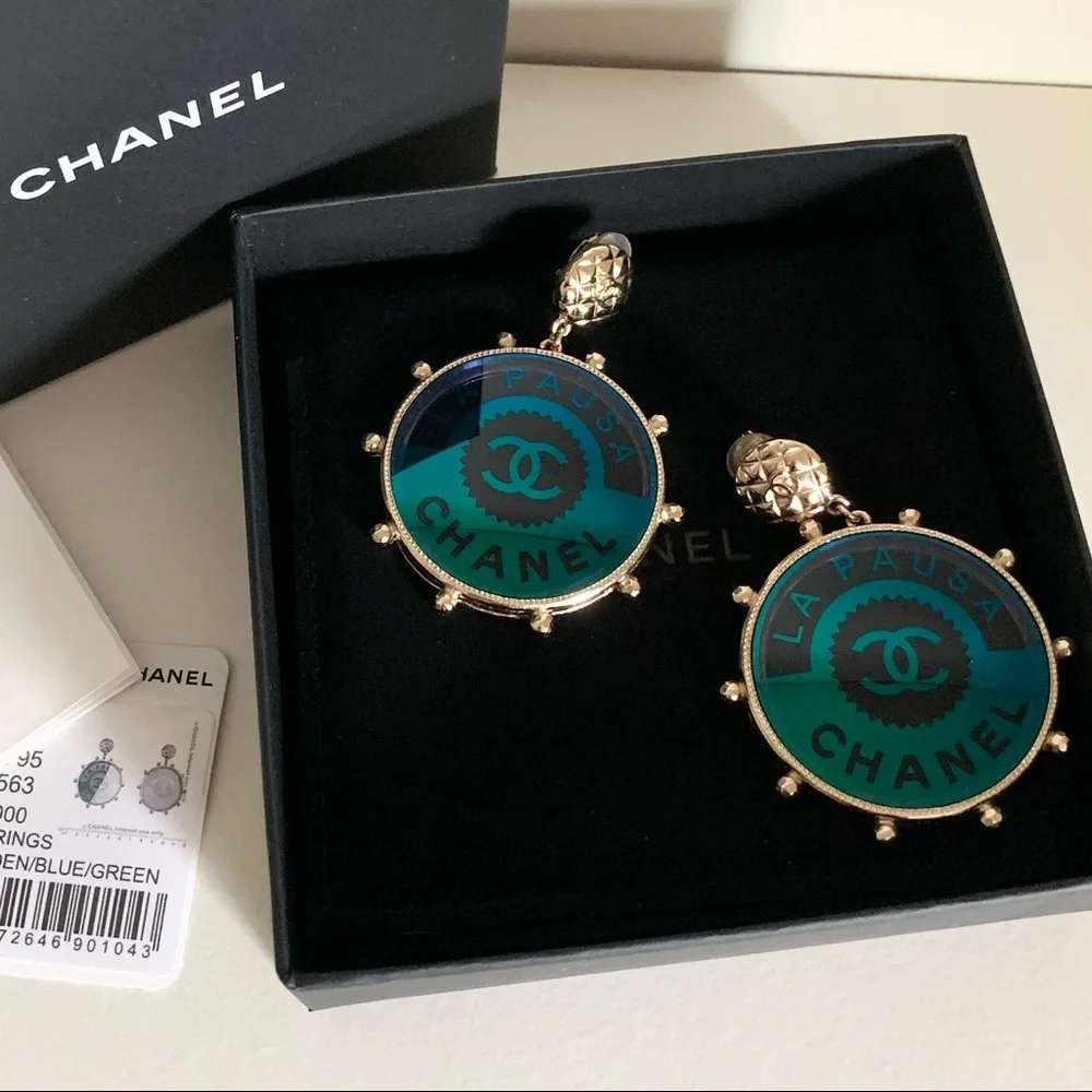 Chanel Large Logo Disc Earrings